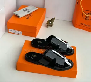 Shinning Leather Hermes Slippers