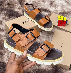 Zara Luxury Brown and Black Leather Sandals