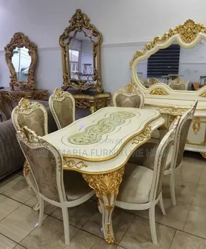 Executive Royal Dining Table by 6 Fabric Chairs.