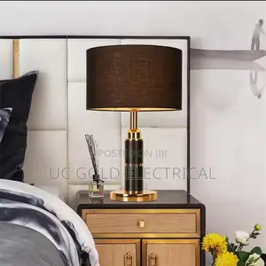 Nordic Black Fabric Cylindrical Table Lamps Bedroom Bedside