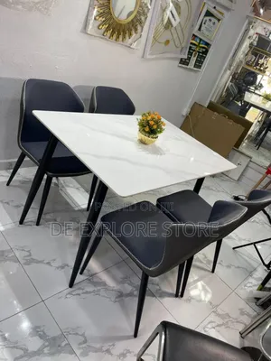 Ash 4 Chairs With Marble Rectangular Table