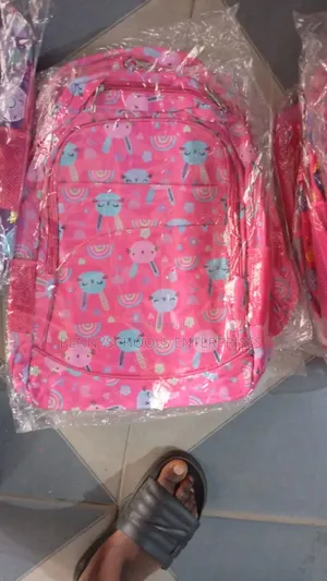 Pink Multi Coloured Stock School Bag and Backpack