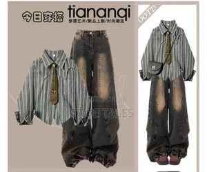 High Quality Shirt And Grey Colour Stone Washed Denim Jeans
