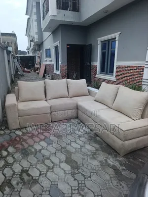 L-Shape Sofa With Luxury Fabric and Wine Closet