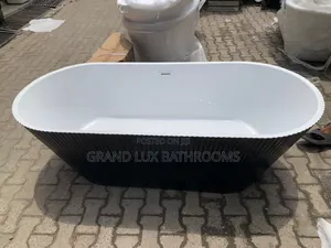 Modern Freestanding Black and White Bathtub