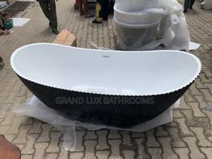 Textured Black and White Freestanding Bathtub