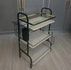 3 Layers High Quality Black and Chrome Gold Plate Rack