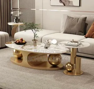 Gold Centers Table With Stool