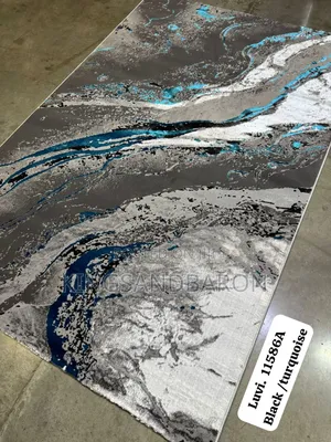 7×10fts Black and Turquoise Turkey Center Rug