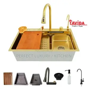 Gold Kitchen Sink With Complete Accessories