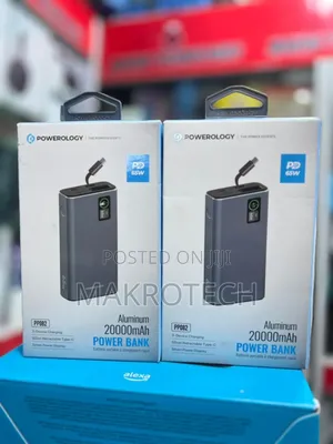 Powerology Aluminum 20000mah Power Bank - Dark Gray