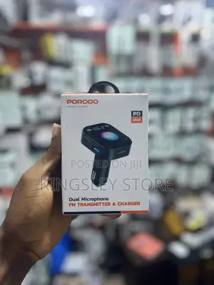 Porodo Dual Microphone Fm Transmitter Charger - Black