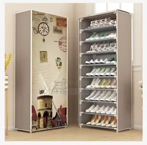 Home Shoe Storage 9 Layer Free Standing Shoe Rack With Cover