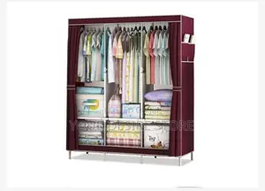 3 Column Mobile Steel Wardrobe Closet(Red)