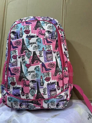 Pink and White Multi Coloured Stock School Bag and Backpack