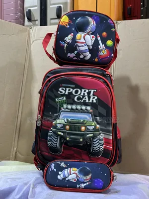 Set of 3 Boys Sport Car Detachable Trolley School Bag