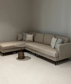 L-Shaped Fabric Sofa Plus Center Table Can Come in Colors