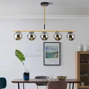 Post-Modern Straight Rod Glass Ball Pendantlights Restaurant