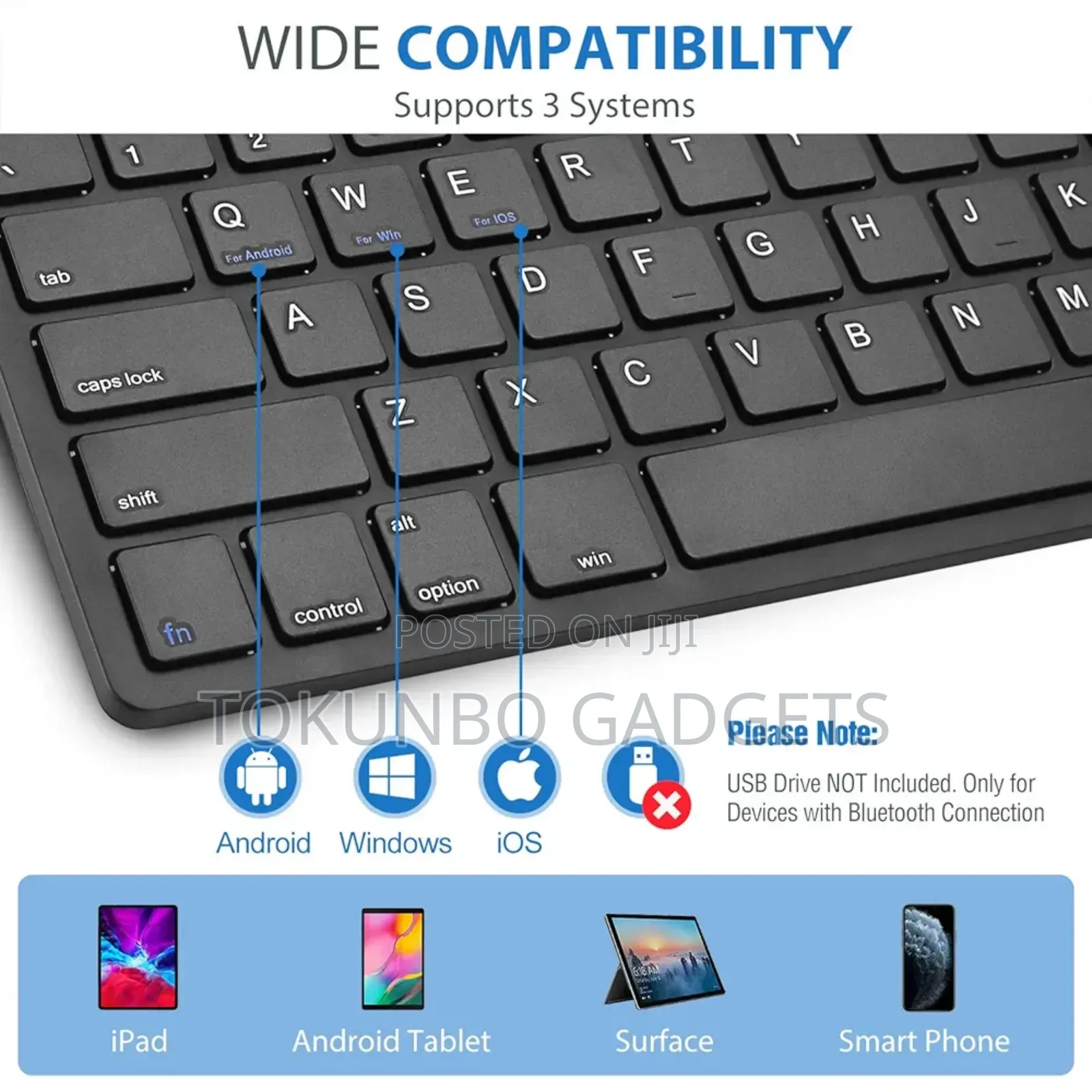 Procase Rechargeable Bluetooth Keyboard for iPad/Windows/Mac