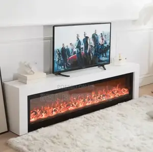Slated Fireplace Tv Cabinet Minimalist Background