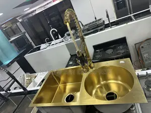 Gold Double Kitchen Sink With Mixer Tap
