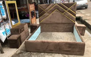6 by 6 Dark Brown Bedframe With 2 Bedsides