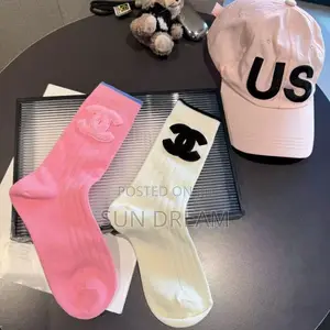 Chanel White Pink Socks Quality Designer Socks