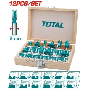 Total 12 PCS Router Bits Set Versatile Router Set 6mm