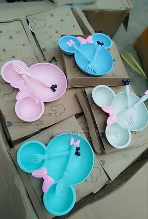 3pcs Wheat Cartoon Kids Plate Set