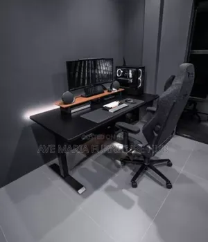 Sit-Stand Adjustable Gaming Desk and Chair. [Electric]