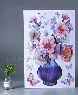 Wall Flower Sticker - 3d Flower Vase and Butterfly Wall Stickers