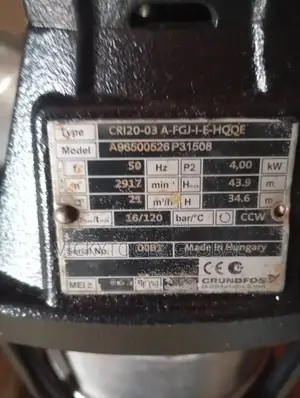 Grundfos Vertical Pump 5.5hp 4kw