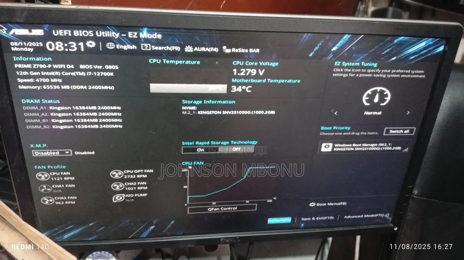 Desktop Computer Asus 64GB Intel Core I7 SSD 1T