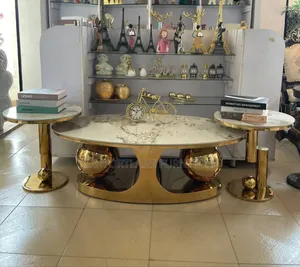 Marble Centre Table and Two Side Stools