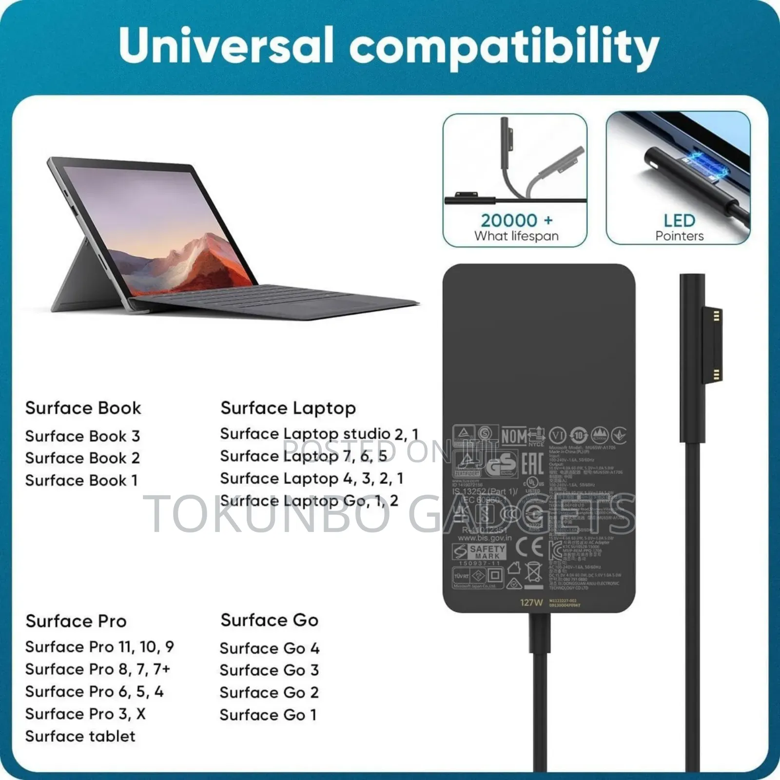 Microsoft Surface Charger for Surface Book 127w