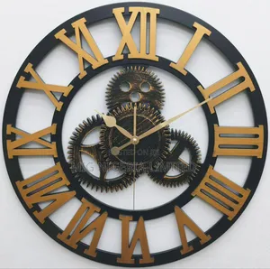 Black and Gold Large Skeleton Wall Clock 50cmx50cm