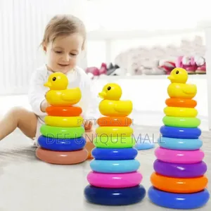 Ring Tower With 9 Stacking Rings With Adorable Duck for Kids