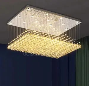 Ceiling Mounted Living Room Rectangular Crystal Lamp