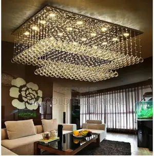 Led Crystal Ceiling Chandelier Rectangular Living Room Light