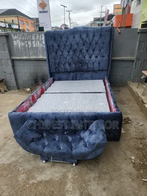 Padded Grey 4.5by6 Bed Stand With Its Footrest
