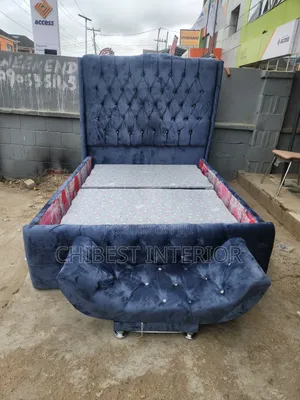 Padded Upholstery 4.5by6 Grey Bed.