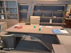 Executive Office Table and Bookshelf