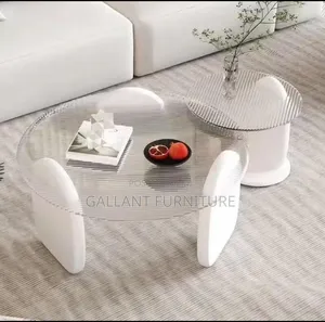 Luxury Glass Center Table With Wooden Legs