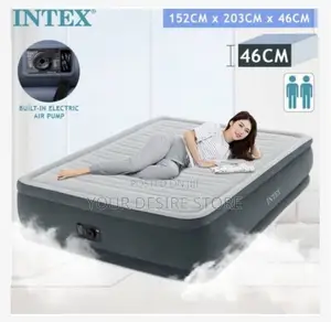 Intex Inflatable Double Dura Beam Air Mattress With Internal Pump