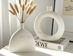 2in1 Ceramic White Vase Decorations