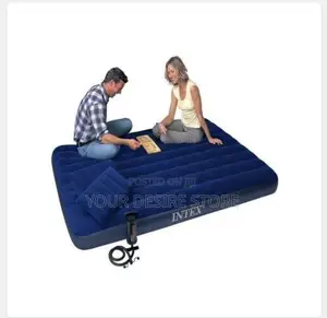 Intex Queen Size Inflatable Air Bed + Pump 2 Pillows - 2 Persons