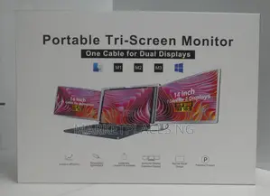 Portable Tri-Screen Monitor One Cable for Dual Displays With Bag