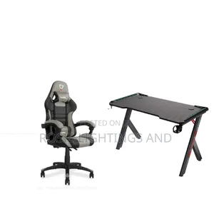 Furgle Gaming Chair Pro Series (Gray) and Gaming Table Y Leg (Rgb)