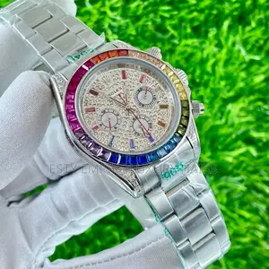 High Quality Luxury Rainbow Stone Rolex Chain Wristwatches