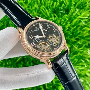 High Quality Luxury Patek Philip Double Engine Leather